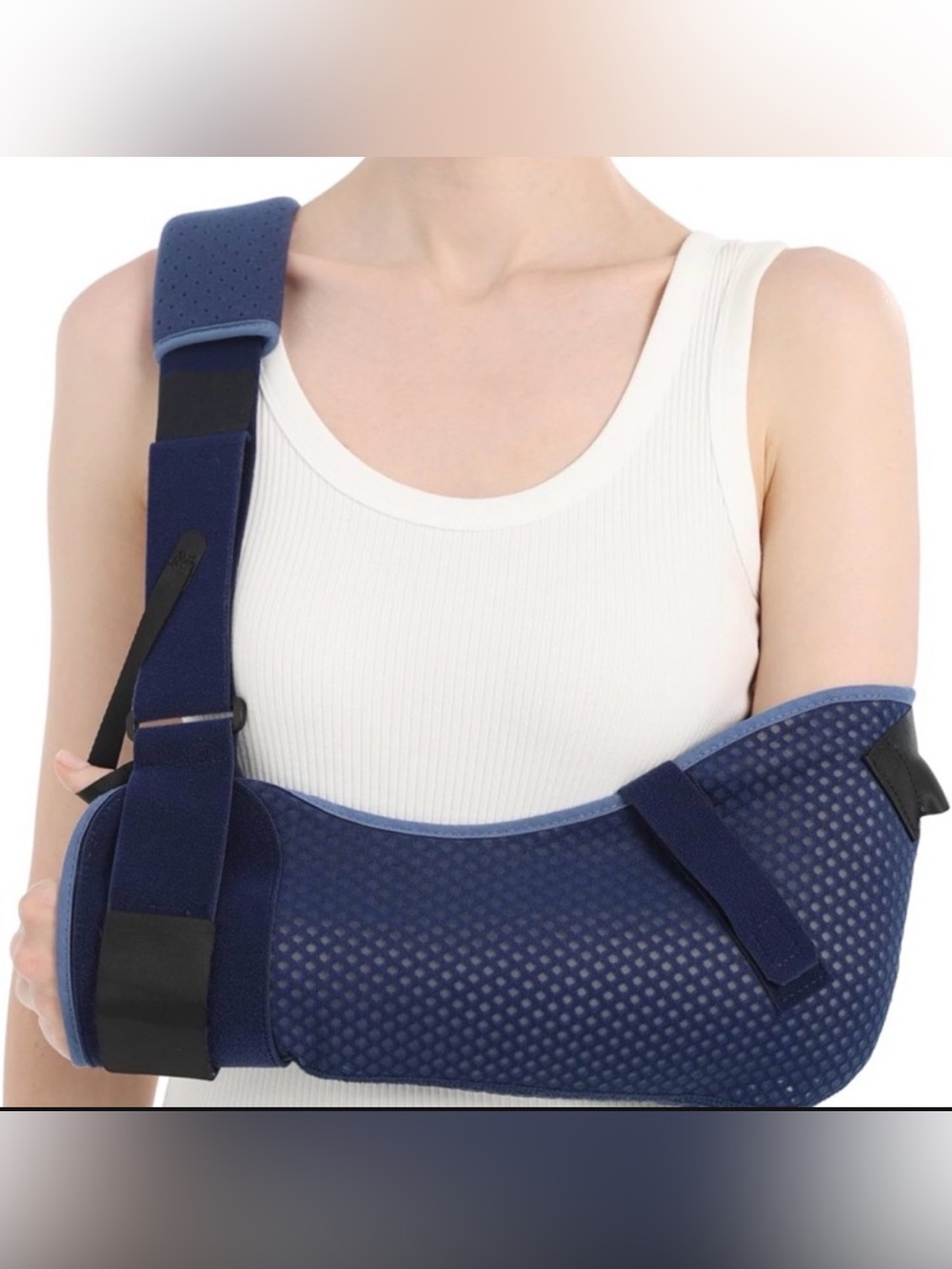 Adjustable Navy Arm Sling with Padded Shoulder Support Size Medium
